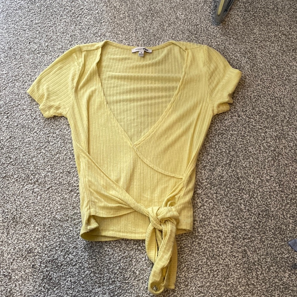 Yellow criss cross crop top